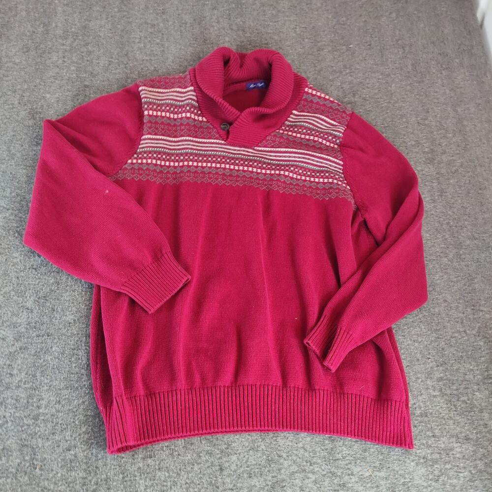 EUC Alan Flusser Sweater Cotton Brick Red Button Long Sleeve Mens XXL